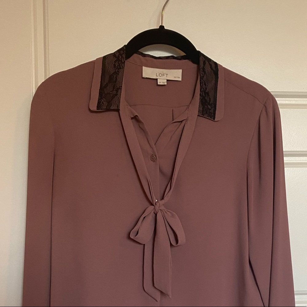 LOFT tie collar top size small petite